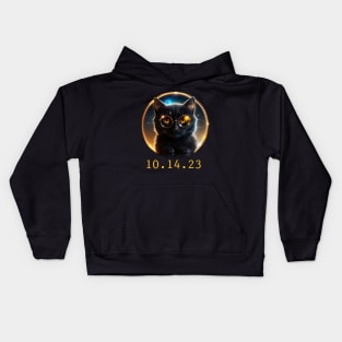 Eclipse Cat October 2023 Total Annular Solar Eclipse Funny Kids Hoodie